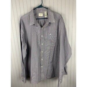 Dockers Mens Size XXL Shirt Long Sleeve Brown Blue Pattern Button Down
